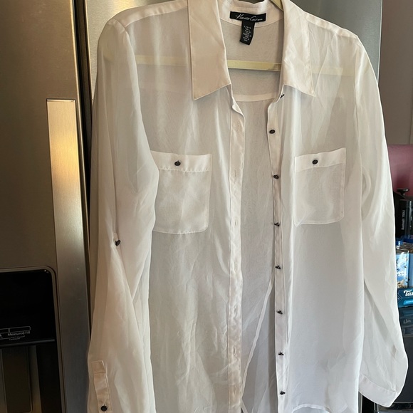 Kenneth Cole Sz. Large sheer blouse - Picture 1 of 5